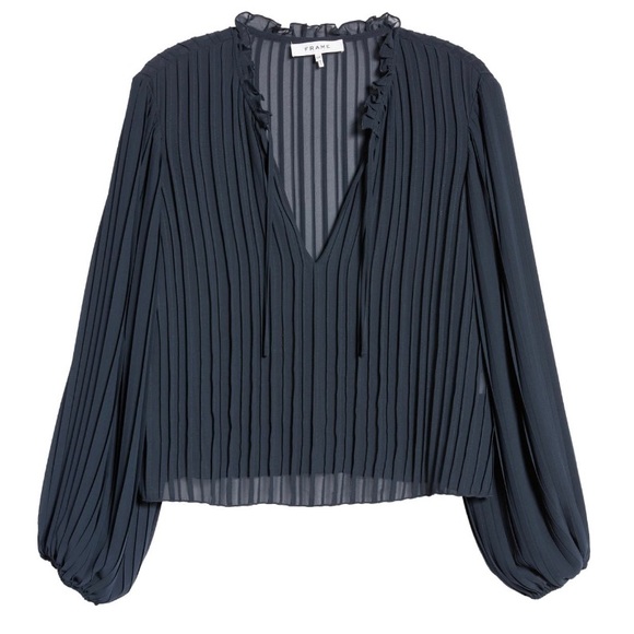 NWT💕FRAME Pleated Tie-Front Top Size XS - Picture 3 of 15